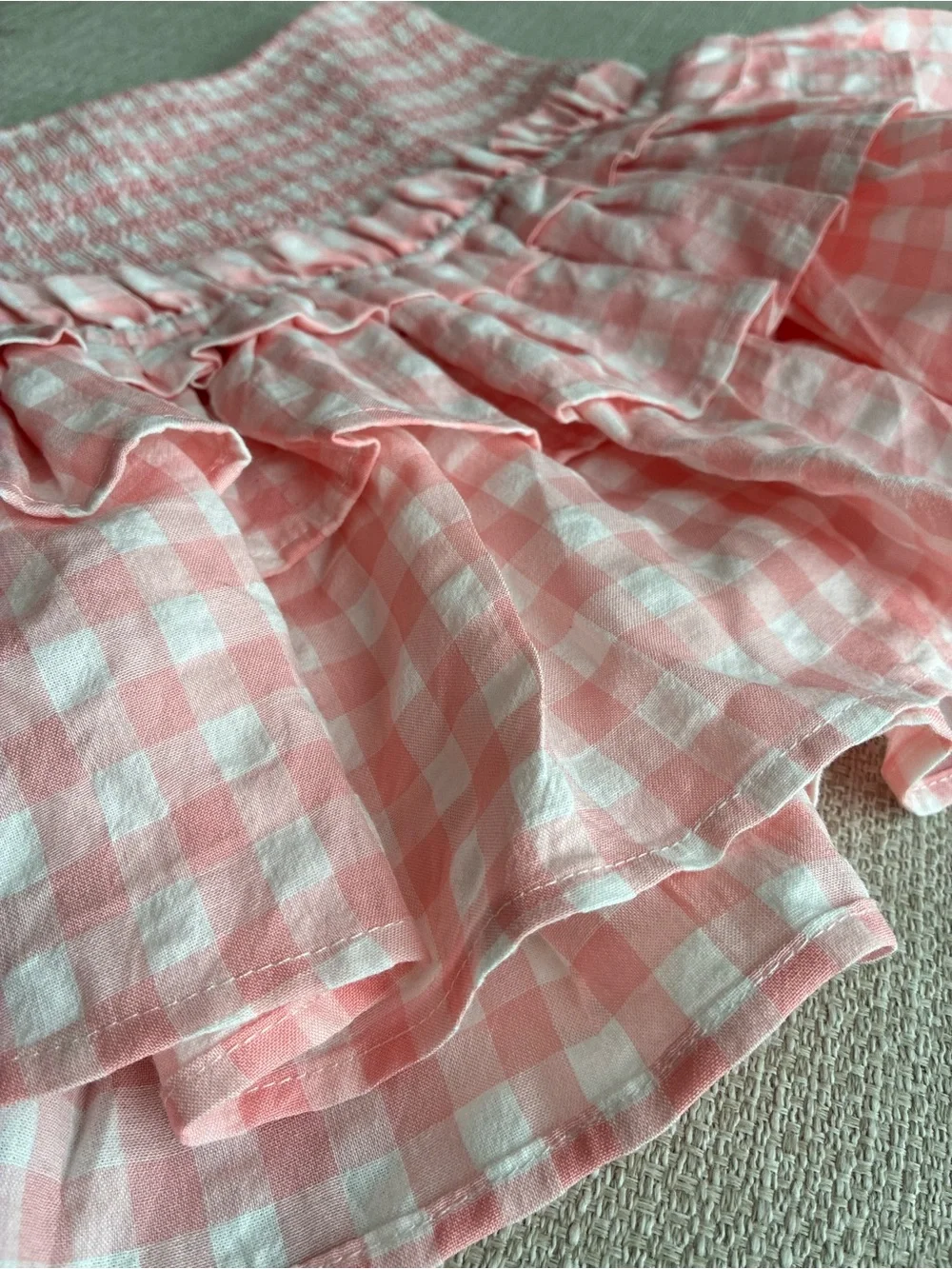 Cake For Dinner Skirt Size XXS Pink White Smocked Ruffle Skirt Mini